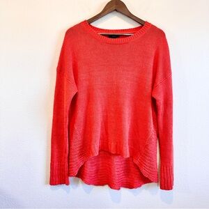 J.Crew Coastal Preppy Linen Knit Sweater Coral Orange Crewneck Pullover L